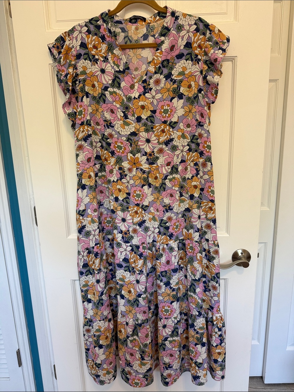Floral Print Maxi Dress in Pink & Mustard